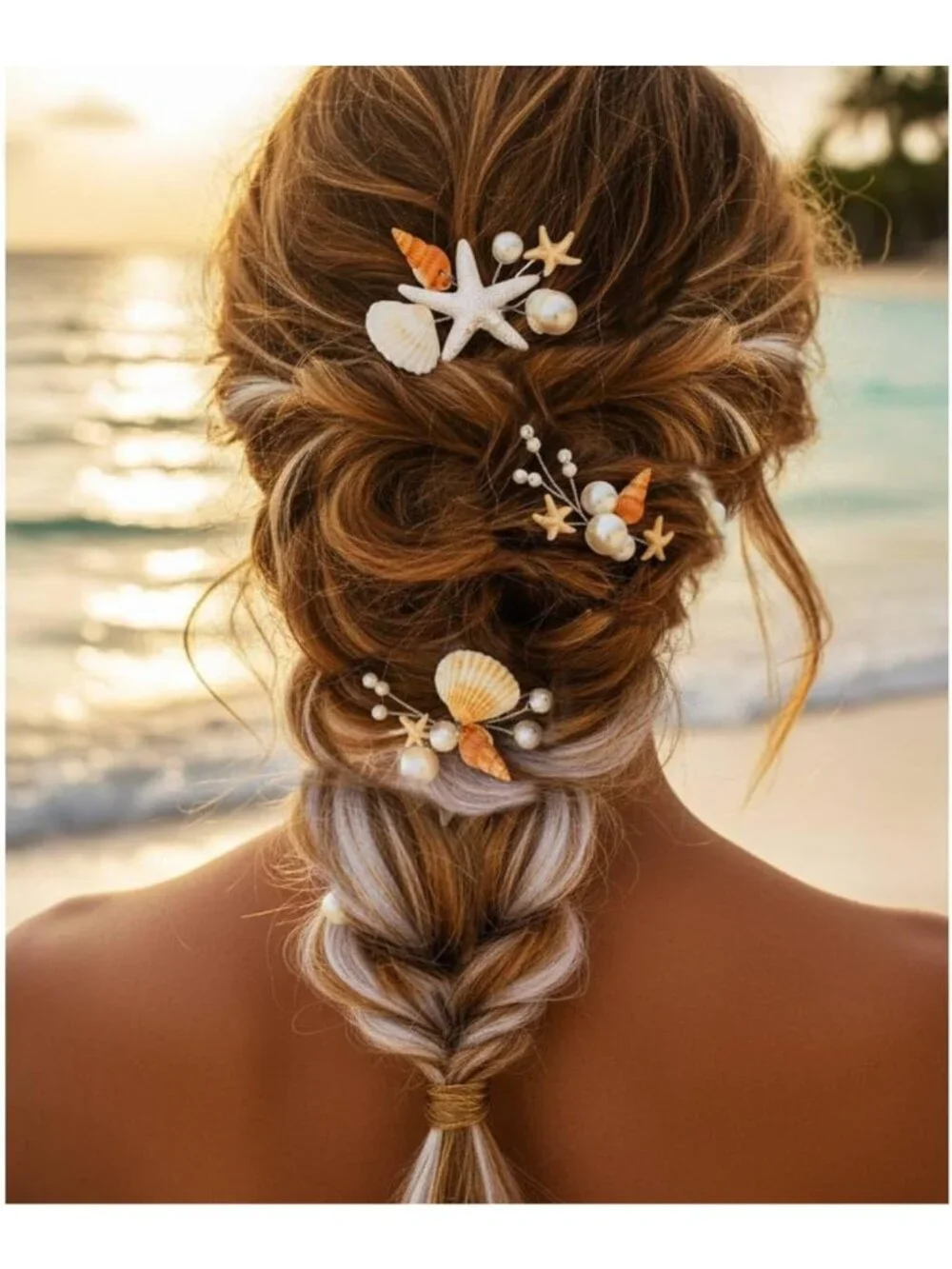 Mermaid Starfish Hair Pins Set - Pearl & Shell Hair Accessories for Women